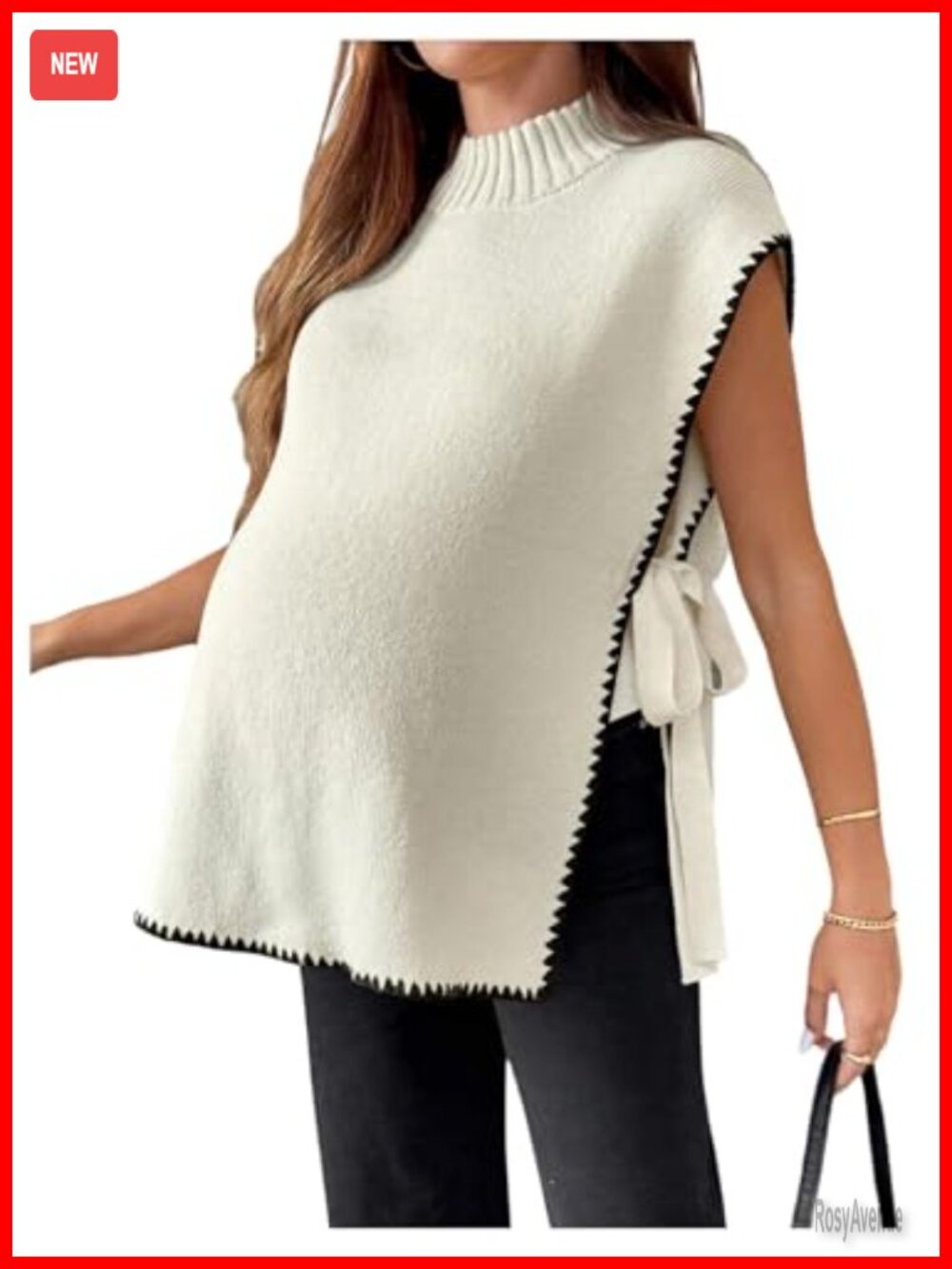 Maternity Sweater Vest Sleeveless Knit Side Tie Fall Pregnancy Top